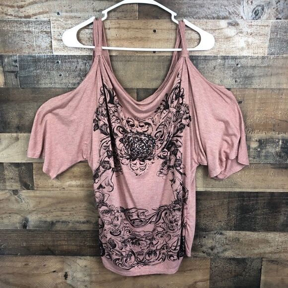 Robin K Top Cold Shoulder Rhinestone MED - Picture 4 of 12